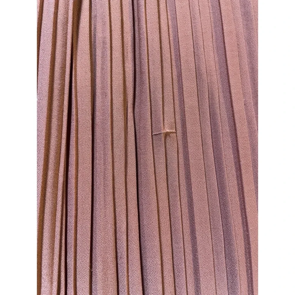 Y2K SoHo Pleated Maxi Skirt Sz S Rustic Brown Elastic Waist Career Party - Picture 10 of 13